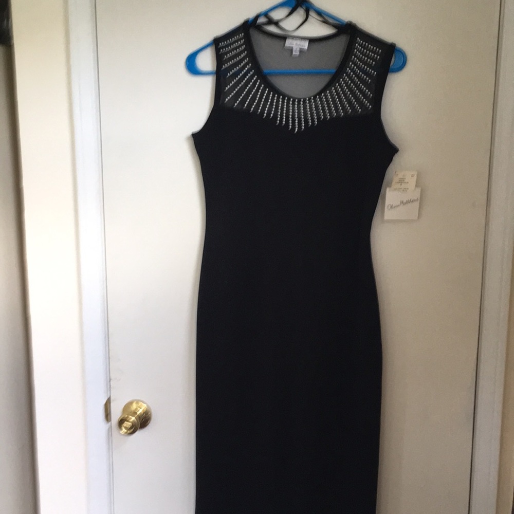 Black dress with dainty pearl detail